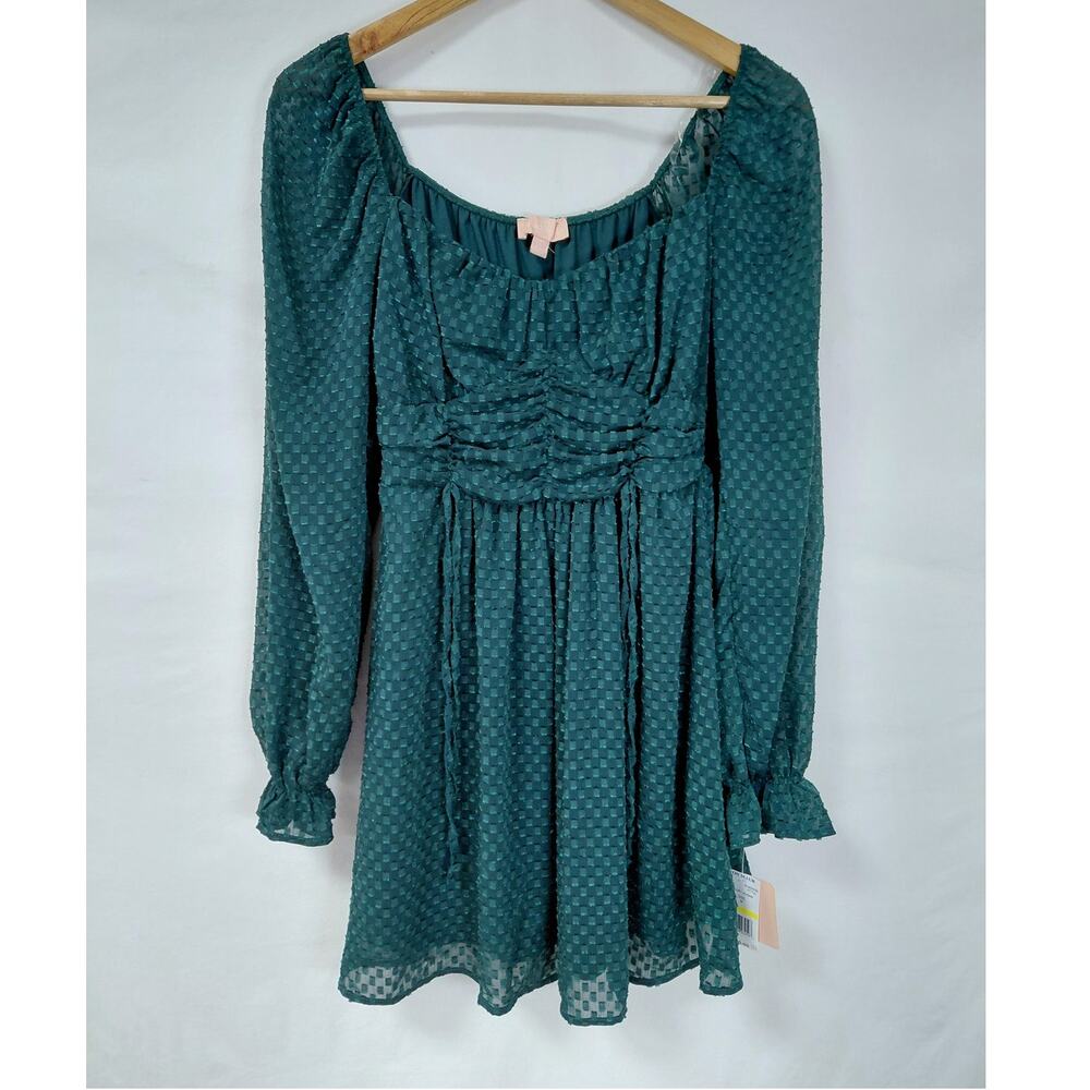 NWT Charmed Hearts 6CMQWX8 Teal Polka Dot Dress Scoop Neck Size M